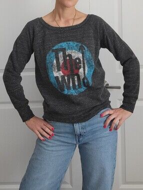 The Who Vintage Graphic Scoop Neck Sweatshirt - Charcoal